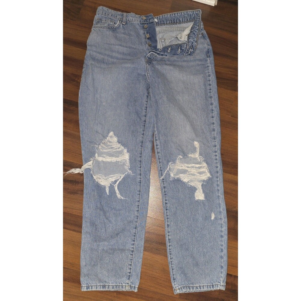 Forever 21 Premium Jeans Womens 28 Light Wash Distressed Ripped Straight Leg...